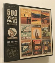 Americanflat  Anderson Design 500 Piece Puzzle Lake Lodge American Trave... - $20.53