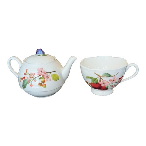 Lenox Orchard In Bloom Stackable Tea Set Individual Teapot &amp; Lid with Cu... - $29.67