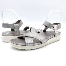 Naturalizer Womens 6.5W Lily Silver Metallic Leather Sandal Comfort Summer Beach - £26.86 GBP