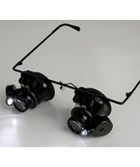MAGNIFYING EYE GLASSES Dual Lens 20X w/ LED LightS Hands Free Jewelers M... - £32.97 GBP