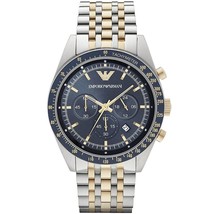 Emporio Armani AR6088 Tazio Mens’ Two-Tone Stainless Chrono Watch + Gift... - $136.56
