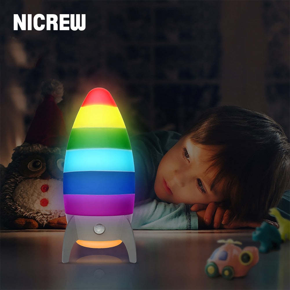 Rocket Night Light for Kids Colorful RGB Rocket Lamp Children Bedroom Desktop De - $29.00