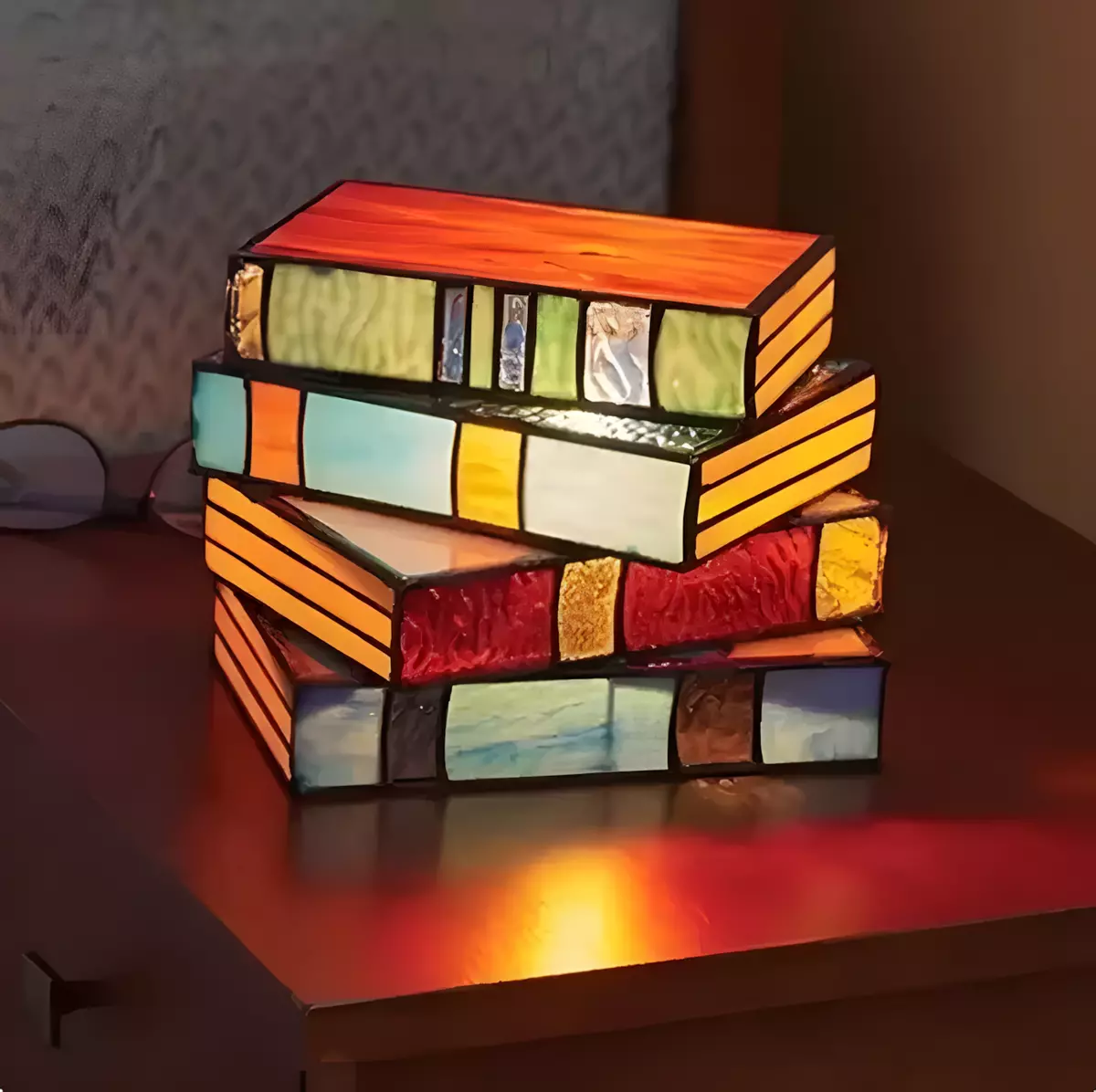 Vintage Stained Stacked Books Lamp Table Lamp Series decorative Lamp Nig... - $56.21 CAD