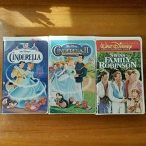 Disney Family Movie VHS Set Cinderella 1 &amp; 2, Swiss Family Robinson - £7.17 GBP