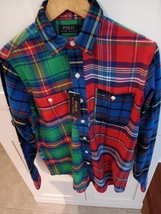 Polo Ralph Lauren Men&#39;s Red Green Blue Plaid L/S Fannel Shirt Small $125 Nwt - $37.02