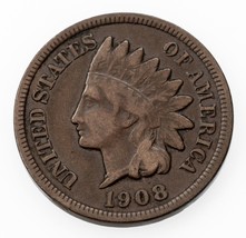 1908-S 1C Indian Cent in Very Good+ VG+ Condition, Brown Color, Strong VG - £83.34 GBP