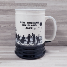 New Orleans Dixieland Jazz 16 oz. Stoneware Coffee Mug Cup Black Beige Blue - £12.23 GBP