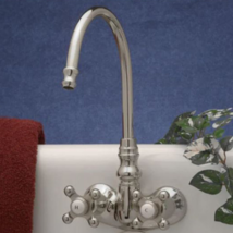 New Chrome Gooseneck Tub Wall Mount Faucet with Cross Handles - $189.00