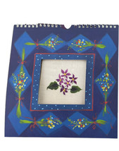 Accord Marnie Ritter Embroidery Canvas Printed Violets w Paper Mat - $12.59