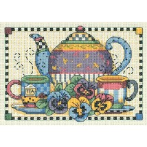 Dimensions Mini Counted Cross Stitch Kit 7X5-Teatime Pansies (14 Count)(1 pk) - $739.83 MXN