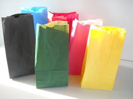 Colored Paper Bags 6 asst Colors Mix #6 Lunch Treat Favor Birthday bags ... - $9.89