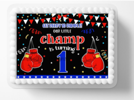 1st Birthday Champ Is Turning One Boxing Party Edible Image Edible Cake ... - £11.20 GBP+