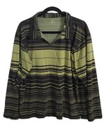 PATAGONIA Mens Shirt Striped Cotton Knit Green Brown Collared Sz Large - £10.76 GBP