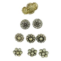 Vintage Rhinestone Button Lot of 12 Floral Round Shape - $26.72