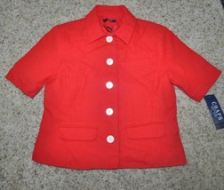 Womens Blazer Chaps Red Short Sleeve Button Front Jacket $90 NEW-size 6 - £22.34 GBP