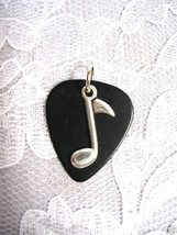 NEW JET BLACK REAL GUITAR PICK w MUSIC NOTE CHARM PENDANT ADJ ROCKER NEC... - $4.99 NEW JET BLACK REAL GUITAR PICK w MUSIC NOTE CHARM PENDANT ADJ ROCKER NEC... - $4.99