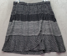 LOFT Ann Taylor Wrap Skirts Women&#39;s Size 8 Black White 100% Rayon Elastic Waist - £14.52 GBP