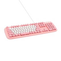 Actto KBD58 Korean English Membrane Keyboard USB Wired Typewriter Design (Pink)