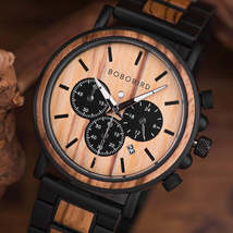 BOBO BIRD - Original P09 Wood and Stainless Steel Watches Mens Chronograph Wrist - £144.76 GBP