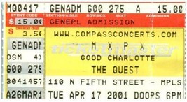 MXPX Good Charlotte Ticket Stub April 17 2001 Minneapolis Minnesota - $24.74
