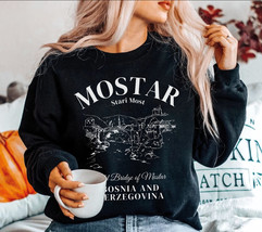 Mostar Bosnia and Herzegovina Sweatshirt,Vintage Women Stari Most Mostar Bridge  - $44.76