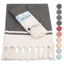 Rumi &amp; Shams Turkish Hand Towels For Bathroom | 2 Pcs Farmhouse Hand Towels | 16 - £25.36 GBP