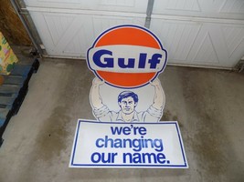 Vintage Gulf Oil Were Changing Our Name Store Display Sign - $215.88 CAD