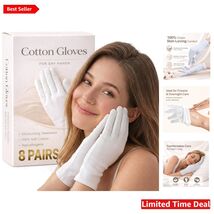 Gentle White Cotton Moisturizing Gloves - 8 Pairs for Dry Skin Overnight... - $28.66