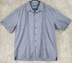 Cubavera Shirt Mens Extra Large Blue Guayabera Casual Button Up Short Sleeve - £23.73 GBP