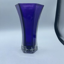 Hoosier Indiana Glass Vintage Dark Purple Flower Vase #4040 Hexagon Large 9” - £22.33 GBP