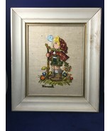 Vintage Hummel Needlepoint crewel work in frame hiking boy - $15.83