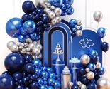 Blue Balloon Arch Kit Navy Silver Metallic Party Garland Decorations - $38.99