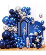 Blue Balloon Arch Kit Navy Silver Metallic Party Garland Decorations - $38.99