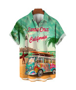 Hawaiian shirt for men VW Bus Typ2 T2 Bulli Surf Santa Cruz California - $29.00