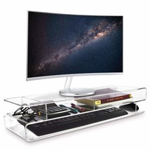 Ikee Design Acrylic Monitor Storage Riser Stand for Desk Countertop with... - $104.99