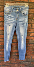 Stretch Jeans Size 1 Destroyed Denim Skinny Jeggings Pants Zip Blue Repu... - £6.54 GBP