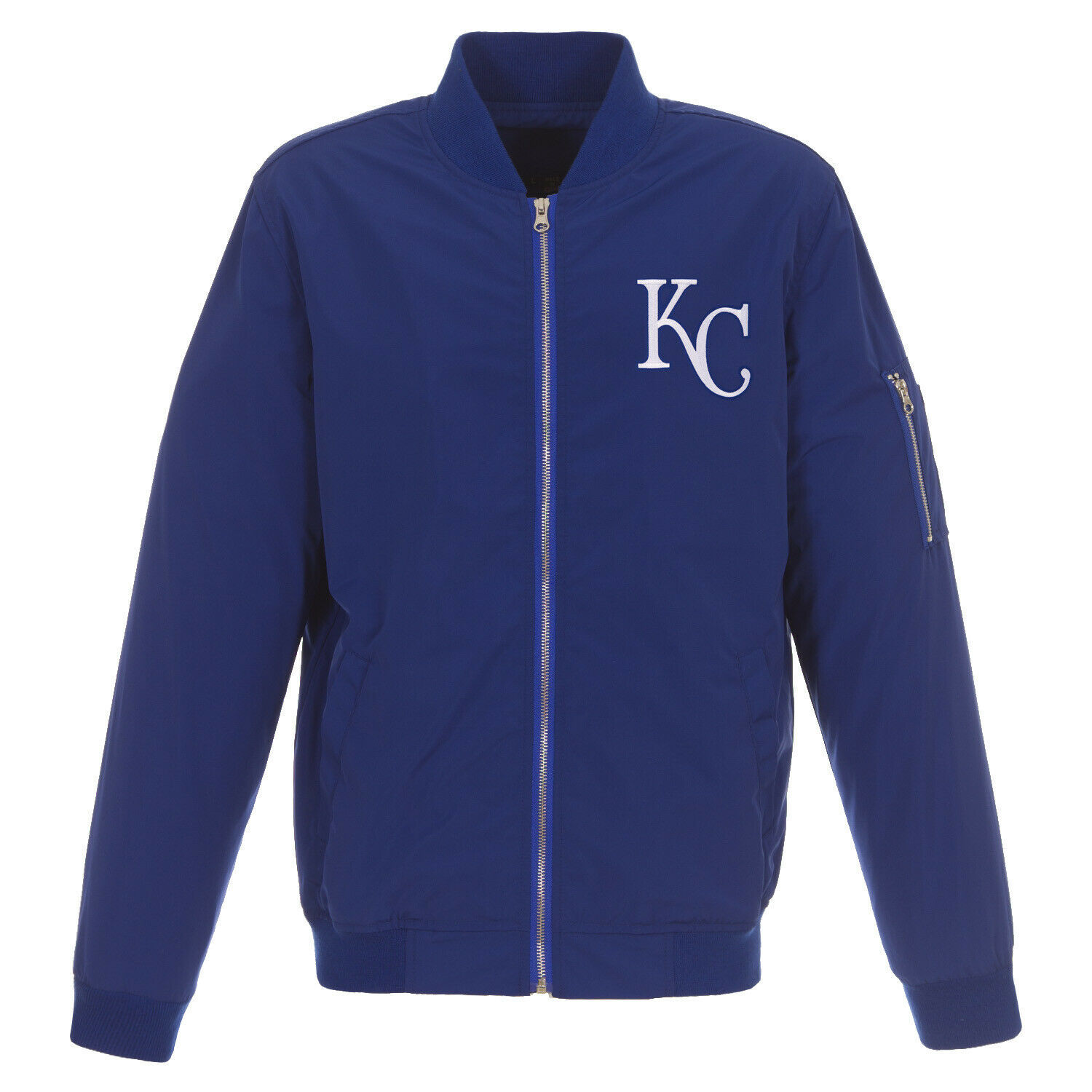 Primary image for MLB Kansas City Royals Lightweight Nylon Bomber Jacket Blue Embroidered Logo 