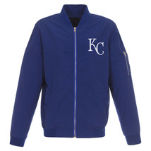MLB Kansas City Royals Lightweight Nylon Bomber Jacket Blue Embroidered Logo  - $119.99