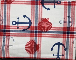 Fabric Kitchen Tablecloth, 60&quot;x84&quot; Oblong, Nautical, Seashells, Anchors Away,Ccl - £19.10 GBP