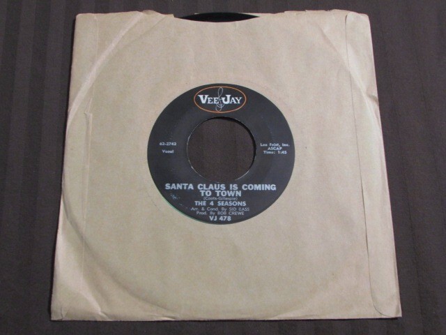 THE 4 SEASONS SANTA CLAUS IS COMING TO TOWN/CHRISTMAS TEARS 1962 7&quot; 45rp... - $4.94