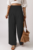 Black Smocked Wide Waistband High Waist Wide Leg Pants - $289.26 MXN