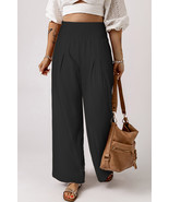 Black Smocked Wide Waistband High Waist Wide Leg Pants - $282.95 MXN