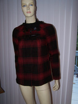 Kimchi Blue Urban Outfitters Red Black Plaid Tartan Zipper Toggle Coat Sz Xs Euc - £24.08 GBP