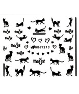 Nail Art 3D Decal Stickers Black Cats Hearts Love HBJY213 - $3.09