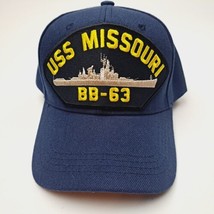 USS Missouri BB-63 Patch Cap Solid Strapback Hat Navy Blue Boat  Ship - $14.84