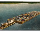 Barge Automobiles Down Mississippi River UNP Linen Postcard V3 - £6.59 GBP