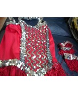  Wolff Fording Dance COSTUME  red w,silver Sequin.+head,neck &amp; wrist ban... - $10.88