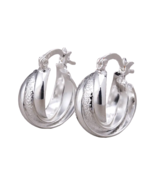 925 Sterling Silver Chunky Twisted Hoop Earrings - New - $14.99