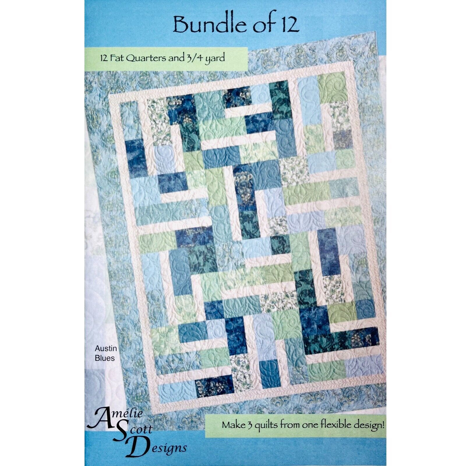 Primary image for Bundle of 12 Quilt Pattern by Amelie Scott Fat Quarter Friendly Makes 3 Quilts