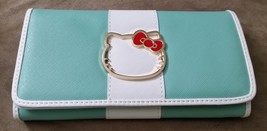HELLO KITTY Wallet Green w White Stripe Sanrio Brand New Sanrio 8&quot; Japan... - $856.45 MXN